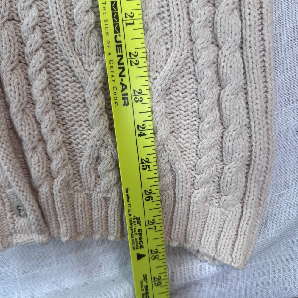 VTG Eddie Bauer Cable Knit Cardigan Vest Women L Cream Fisherman Preppy Coastal - Picture 10 of 15
